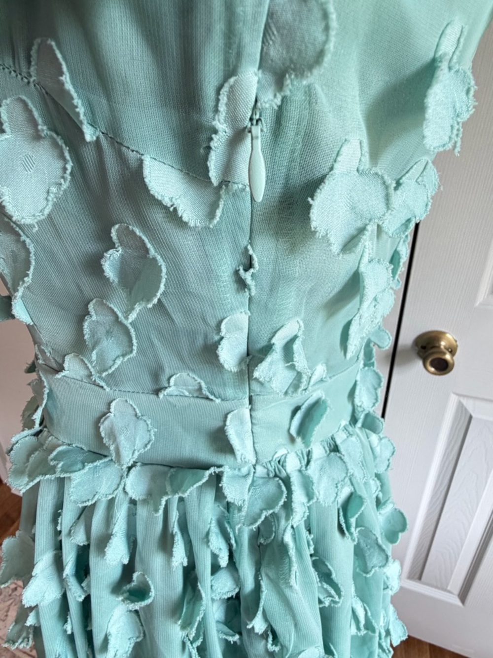 Dainty Jewells Mint Green 3D Floral Midi Dress Size M Modest church Spring - Picture 4 of 11